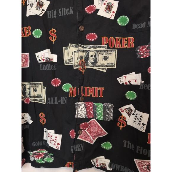 Blue water Men's Card Game Button Down Shirt Size Large(223) - Picture 2 of 8